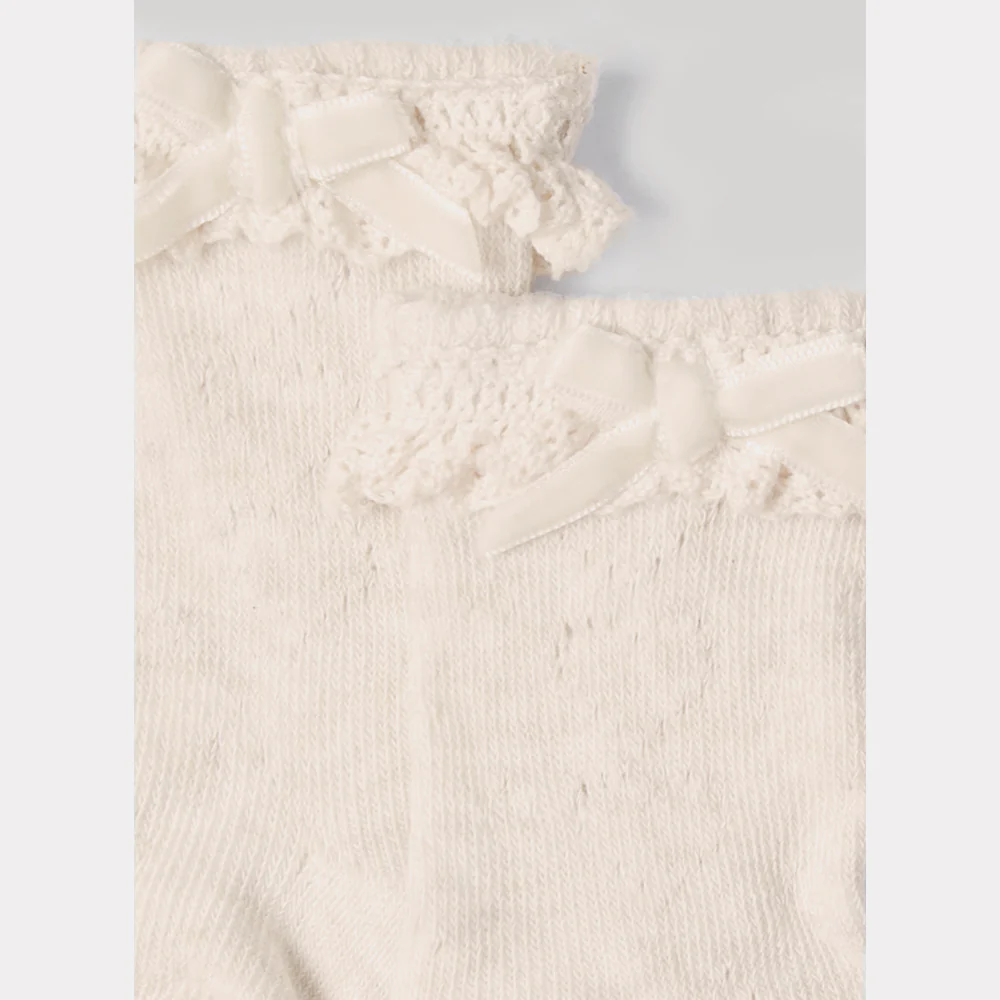 Oatmeal Cream Openwork Socks - Image 2