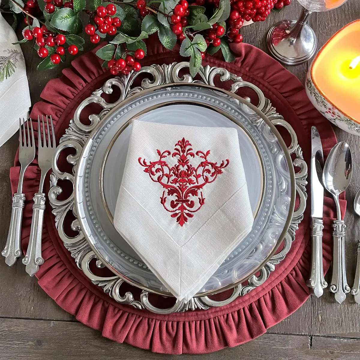 Velvet Round Placemat with Ruffle - Image 14