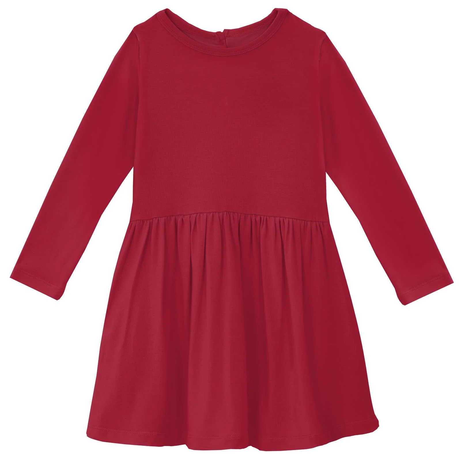 Crimson Solid Long Sleeve Twirl Dress - Image 2