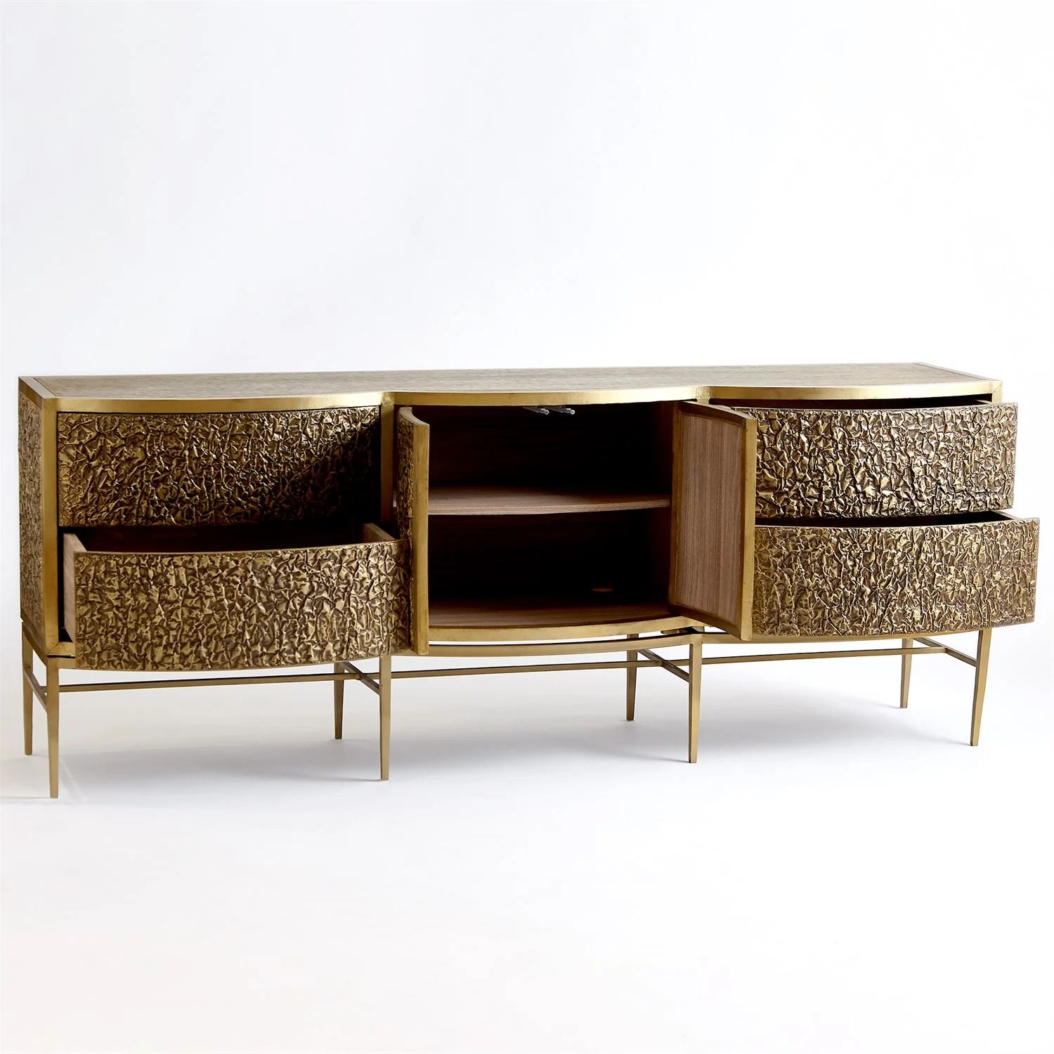 Crinkle Long Cabinet - Brass/Bronze - Image 6