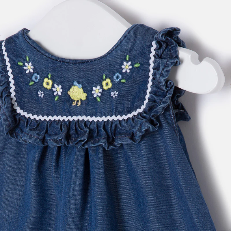 Daisy Embroidered Denim Dress - Image 3