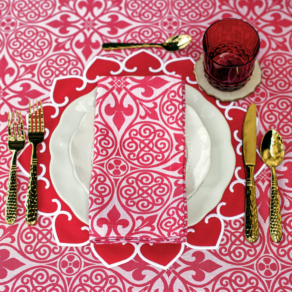 Damask Red Napkins - Set of 4 - Image 3