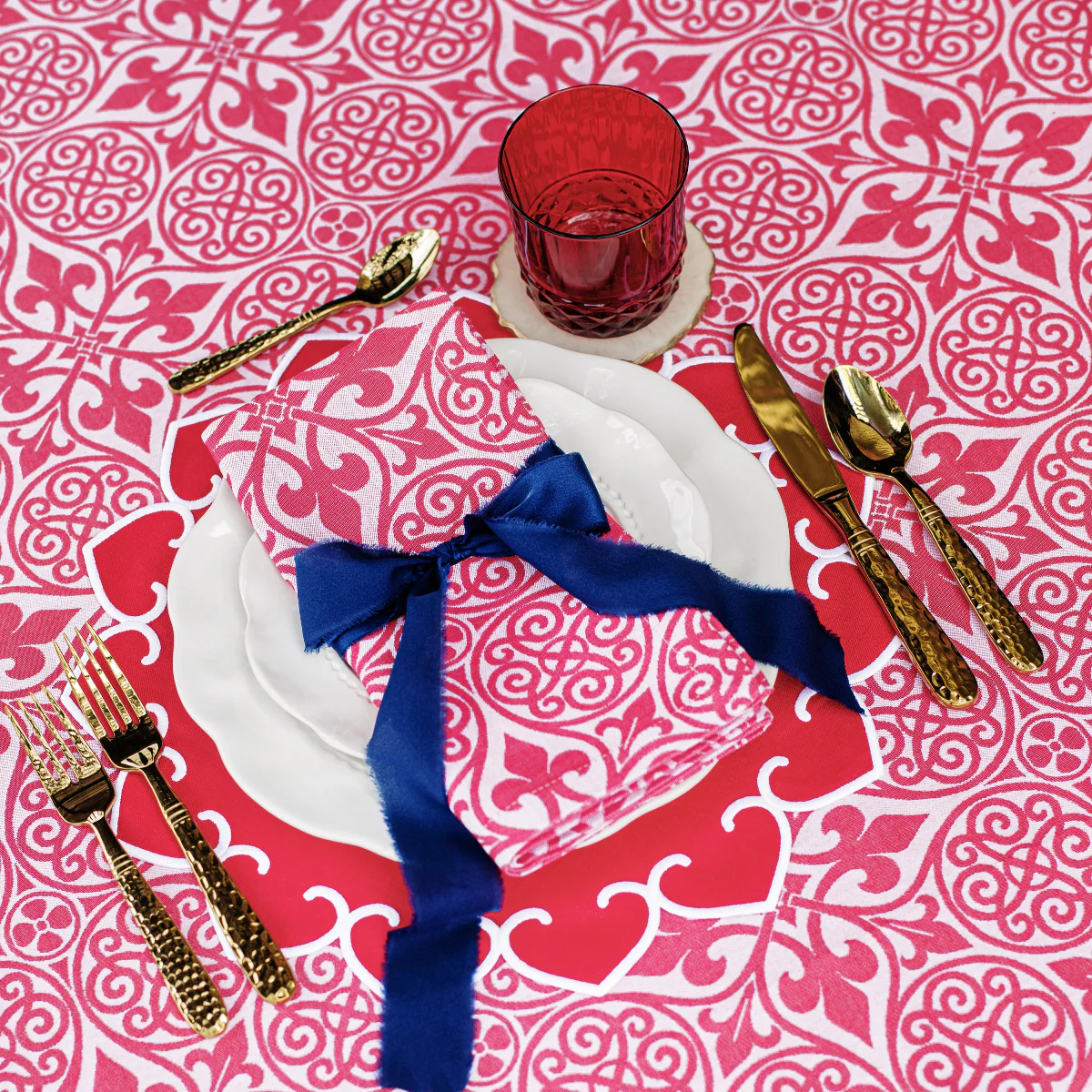 Damask Red Napkins - Set of 4 - Image 4