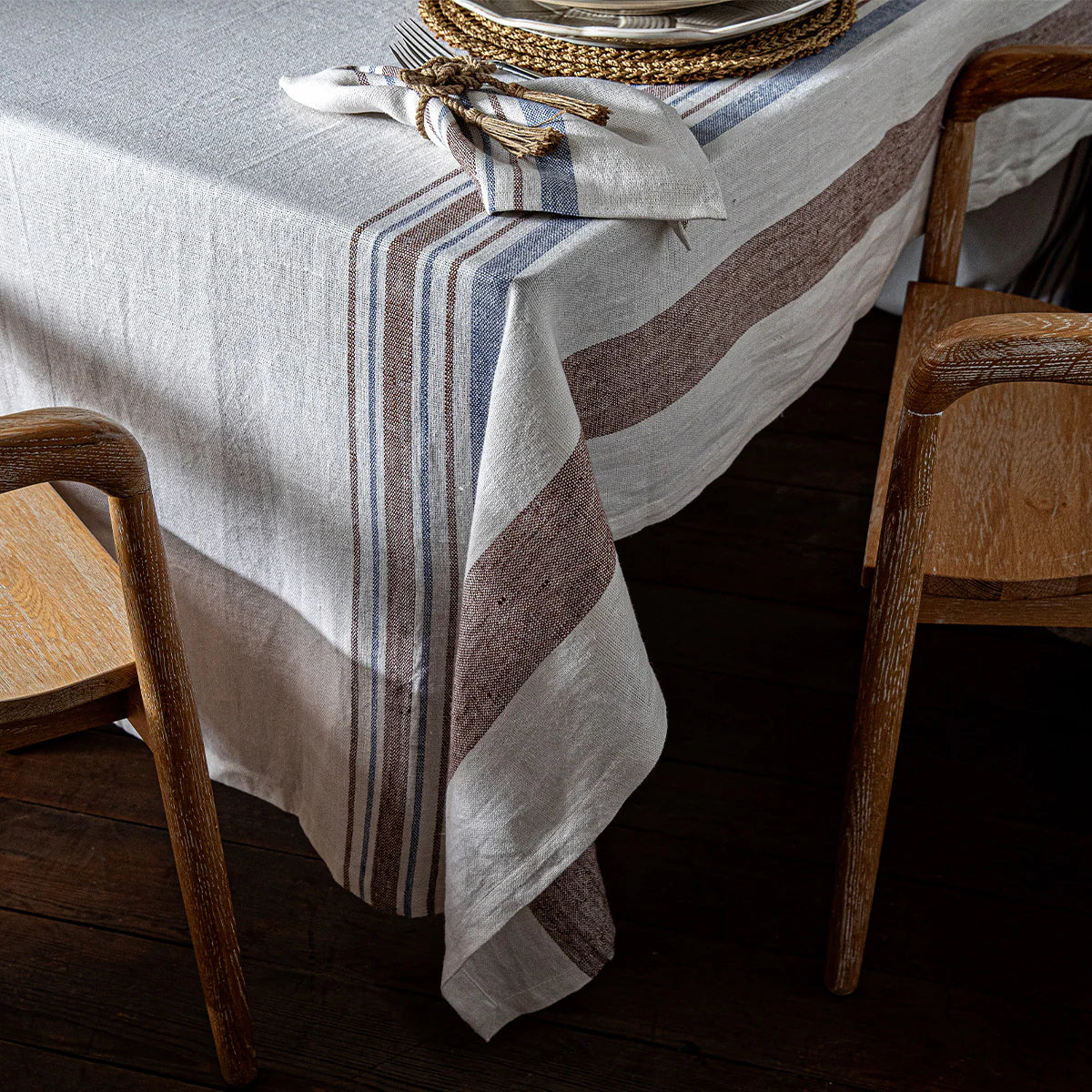 Danish Stripe 60"x 120" Tablecloth - Taupe - Image 2