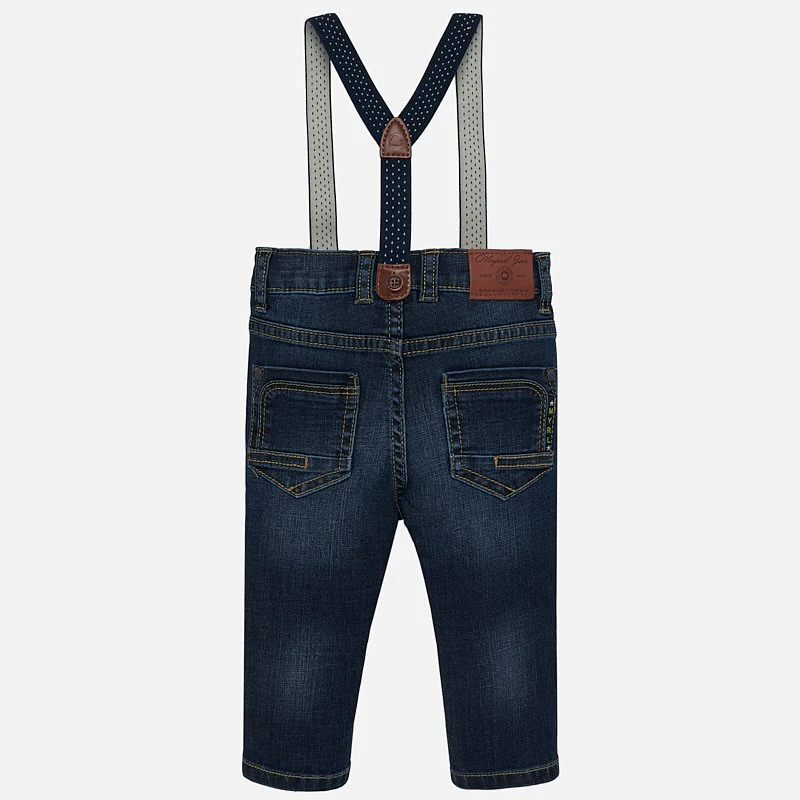 Dark Denim Jeans With Suspenders - Image 3