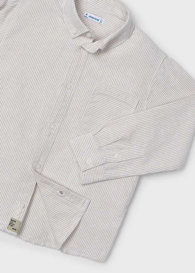 Dark Sand Striped Long Sleeve Shirt - Image 2