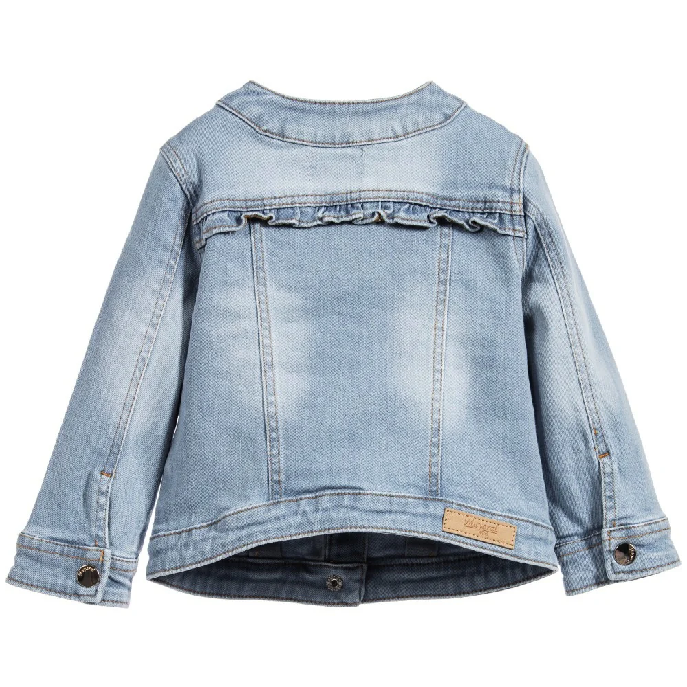 Denim Jacket with Flower Applique - Image 2