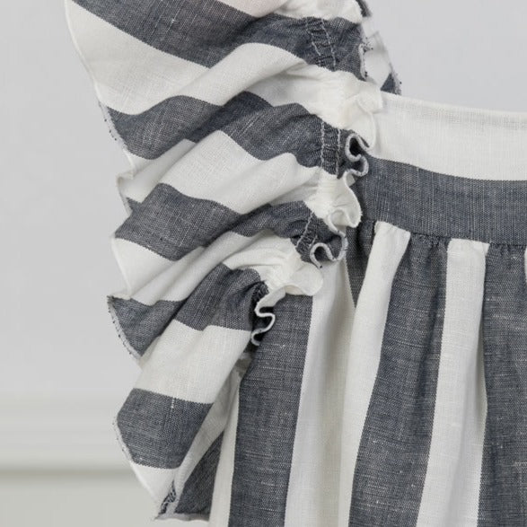 Denim & White Striped Linen Dress - Image 4