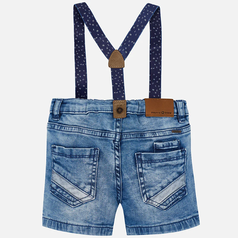 Distressed Denim Shorts with Suspenders - Image 4