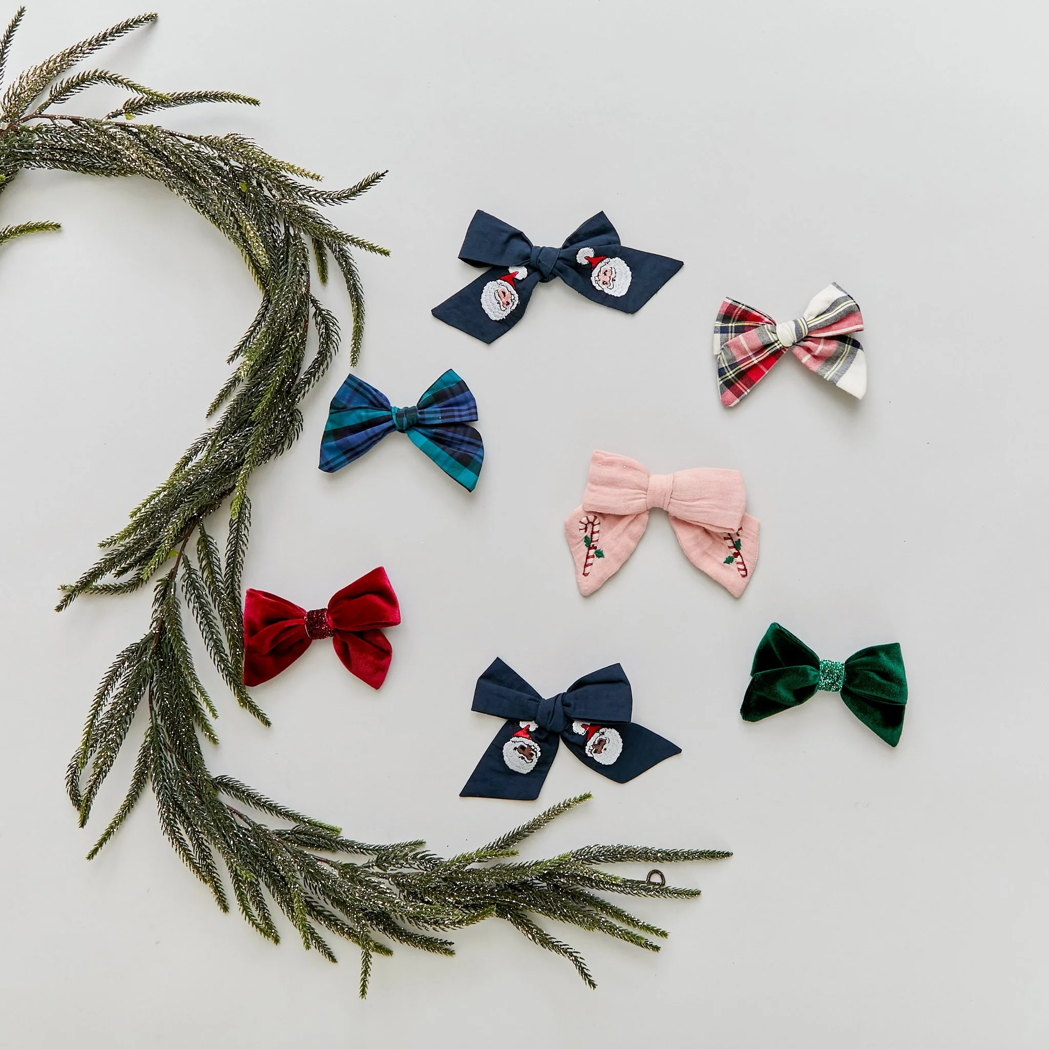 Dress Blues With White Santa Embroidered Holiday Bow - Image 3