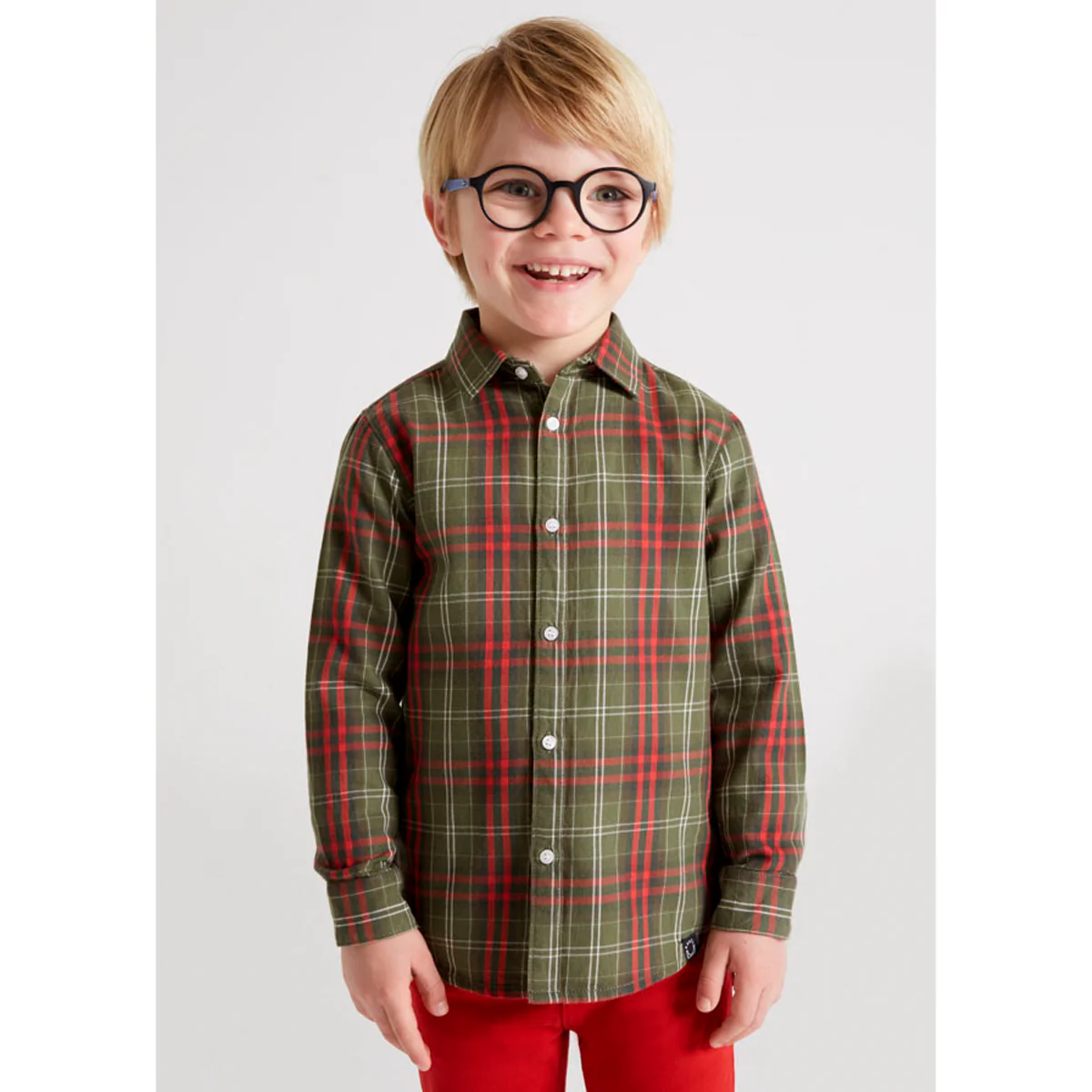 Ecofriends Forest Green & Red Checkered Long Sleeve Shirt - Image 2