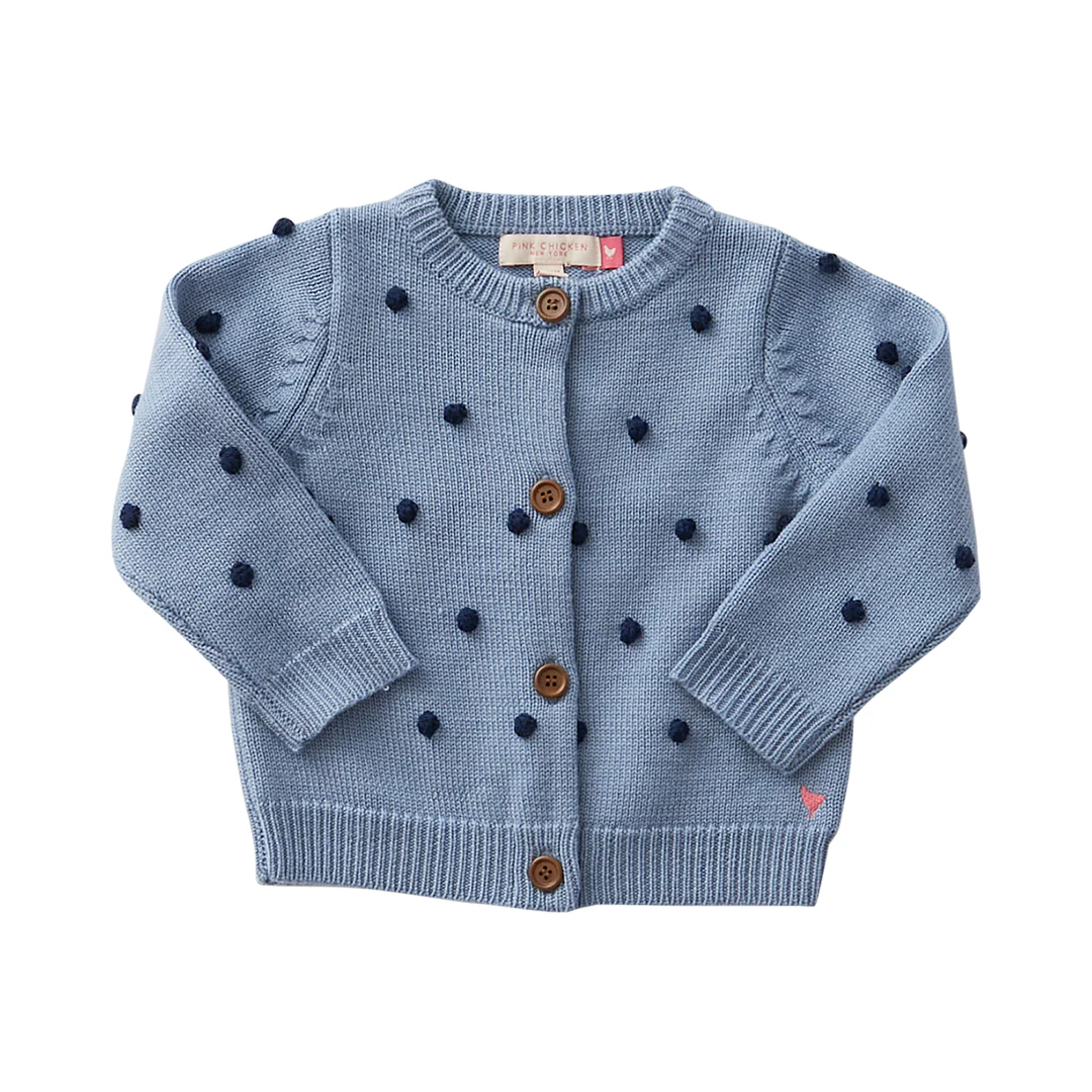 Faded Blue With Poms Baby Maude Sweater