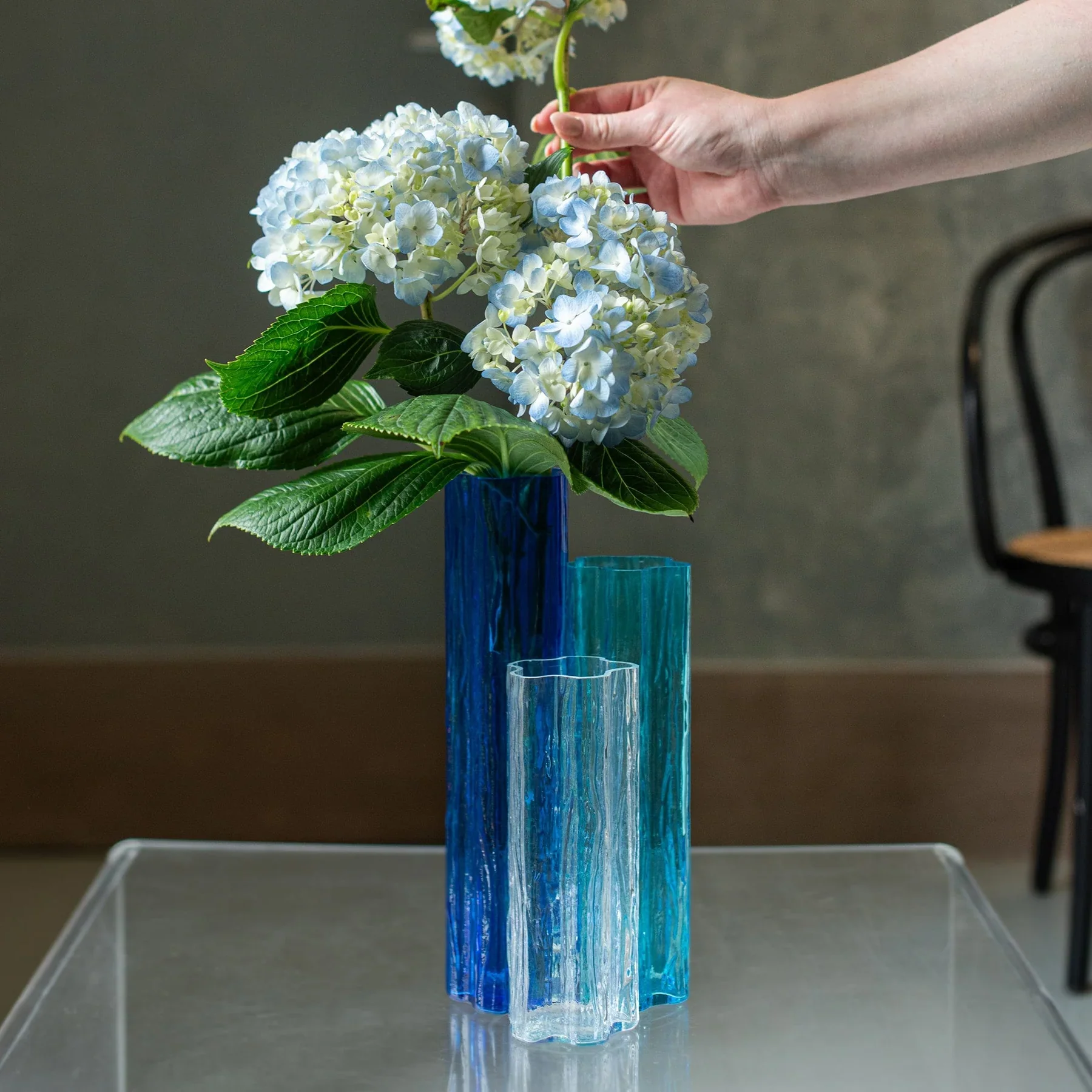 Flora Glass Blue Vase - Image 2