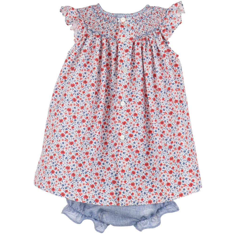 Floral Randalls Smocked Bishop Dress & Bloomer - Image 2