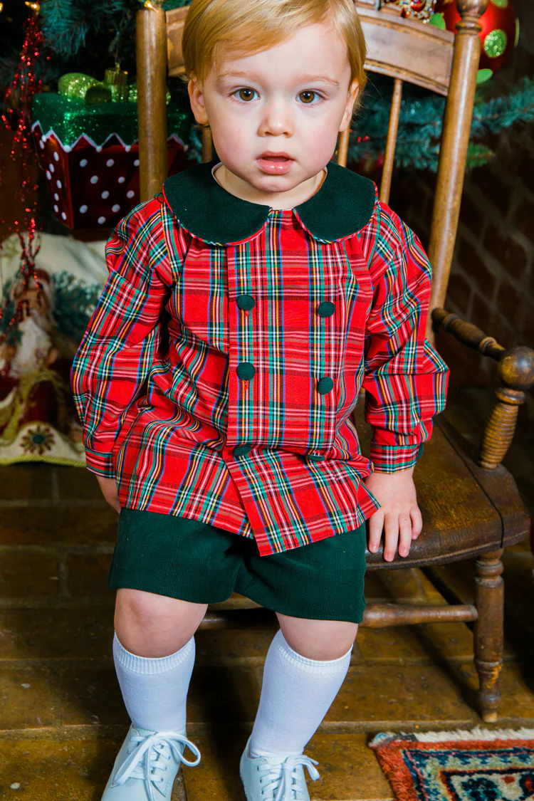 Forest Corduroy & Tartan Plaid Dressy Short Set - Image 4