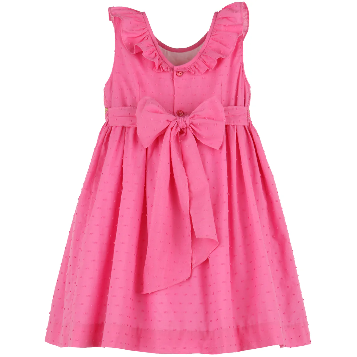 Fuchsia Swiss Dot Floral Smocked Empire Dress - Image 2