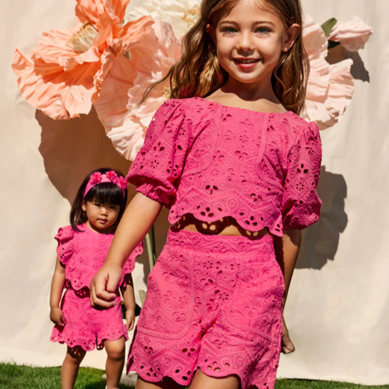 Fuchsia Eyelet Short Set - Image 2
