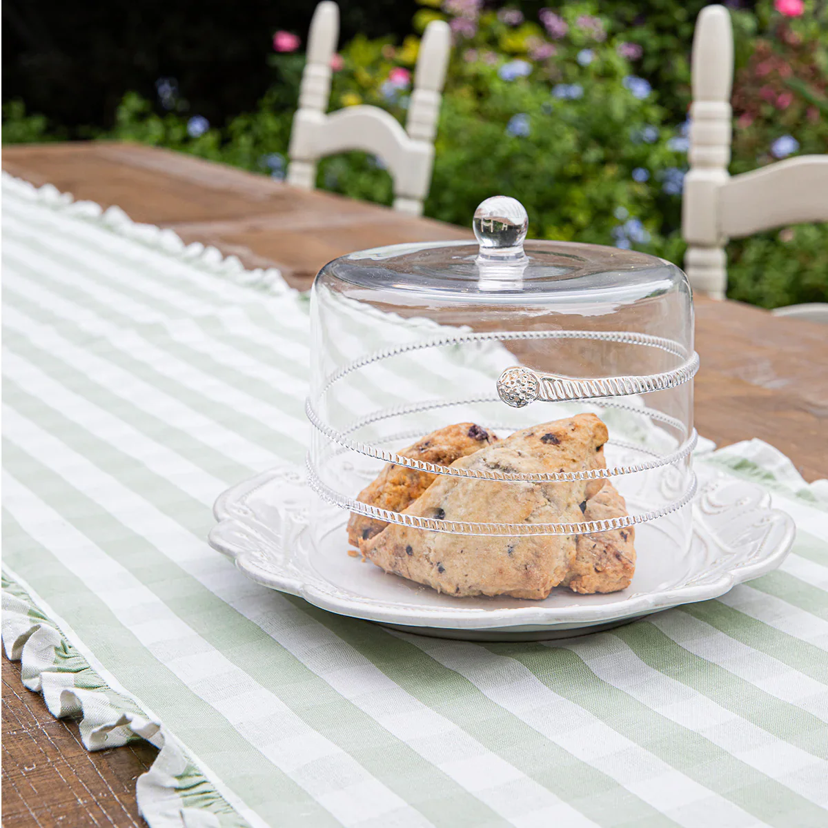 Gingham Ruffle 18" x 90" Table Runner - Seagrass - Image 4