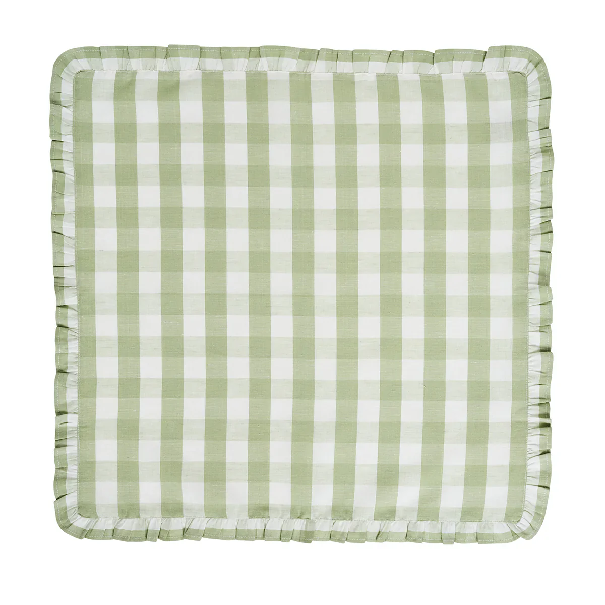 Gingham Ruffle Napkin Set/4 - Seagrass - Image 3