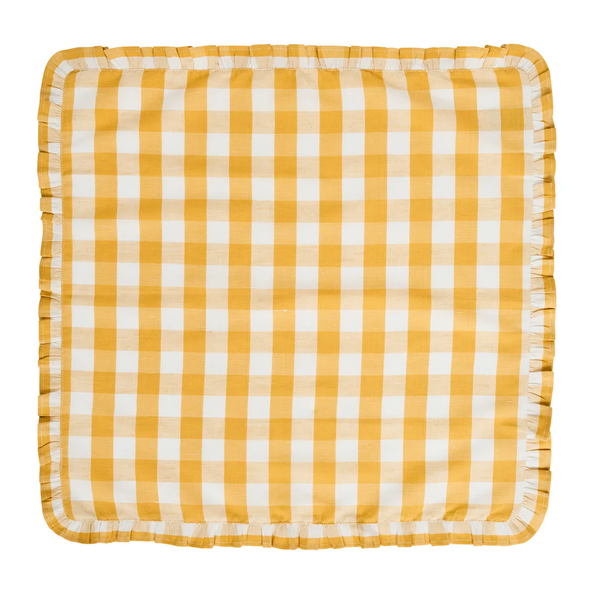 Gingham Ruffle Napkin Set/4 - Sunshine - Image 3