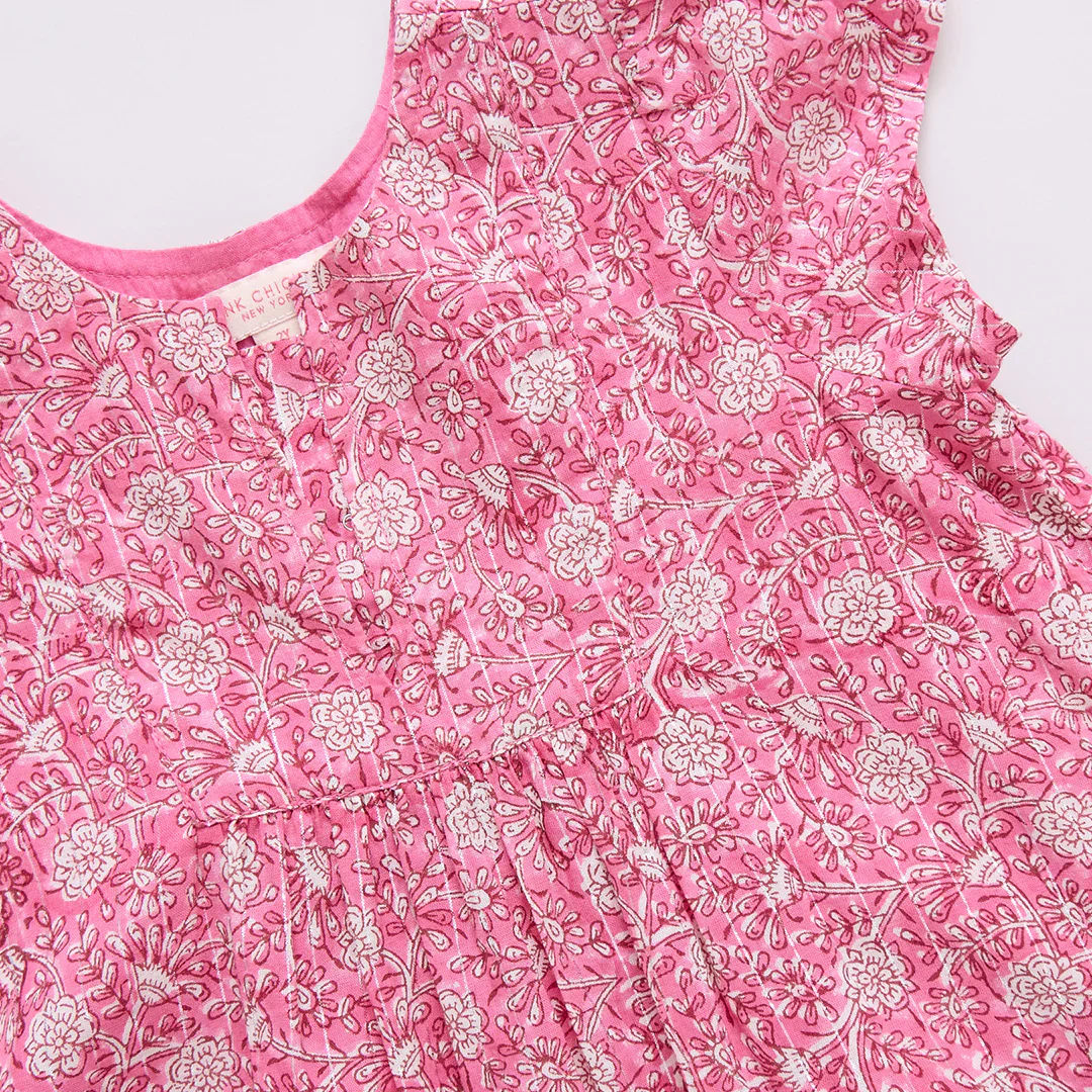 Girls Adele Dress - Hot Pink Garden Floral - Image 4