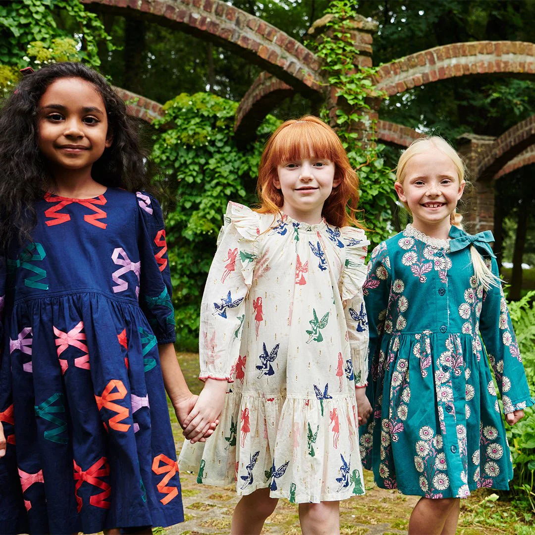 Girls Autumn Dress - Evergreen Buttercup Floral - Image 5