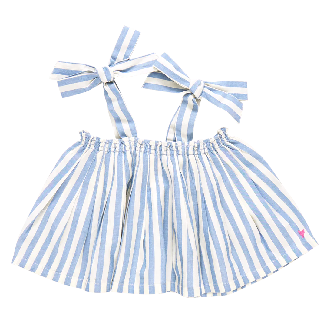 Girls Casey Top - Blue Stripe