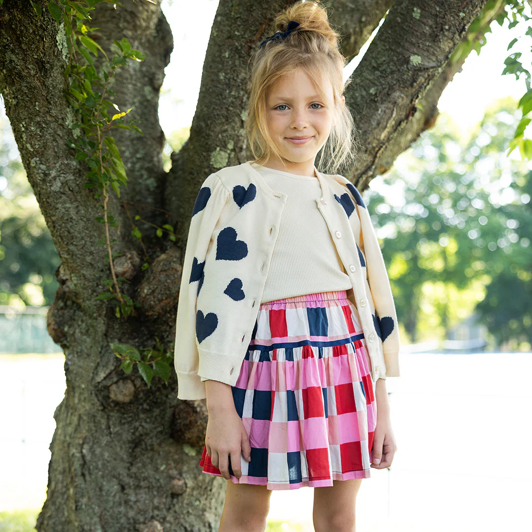 Girls Constance Sweater - Navy Tossed Hearts - Image 2