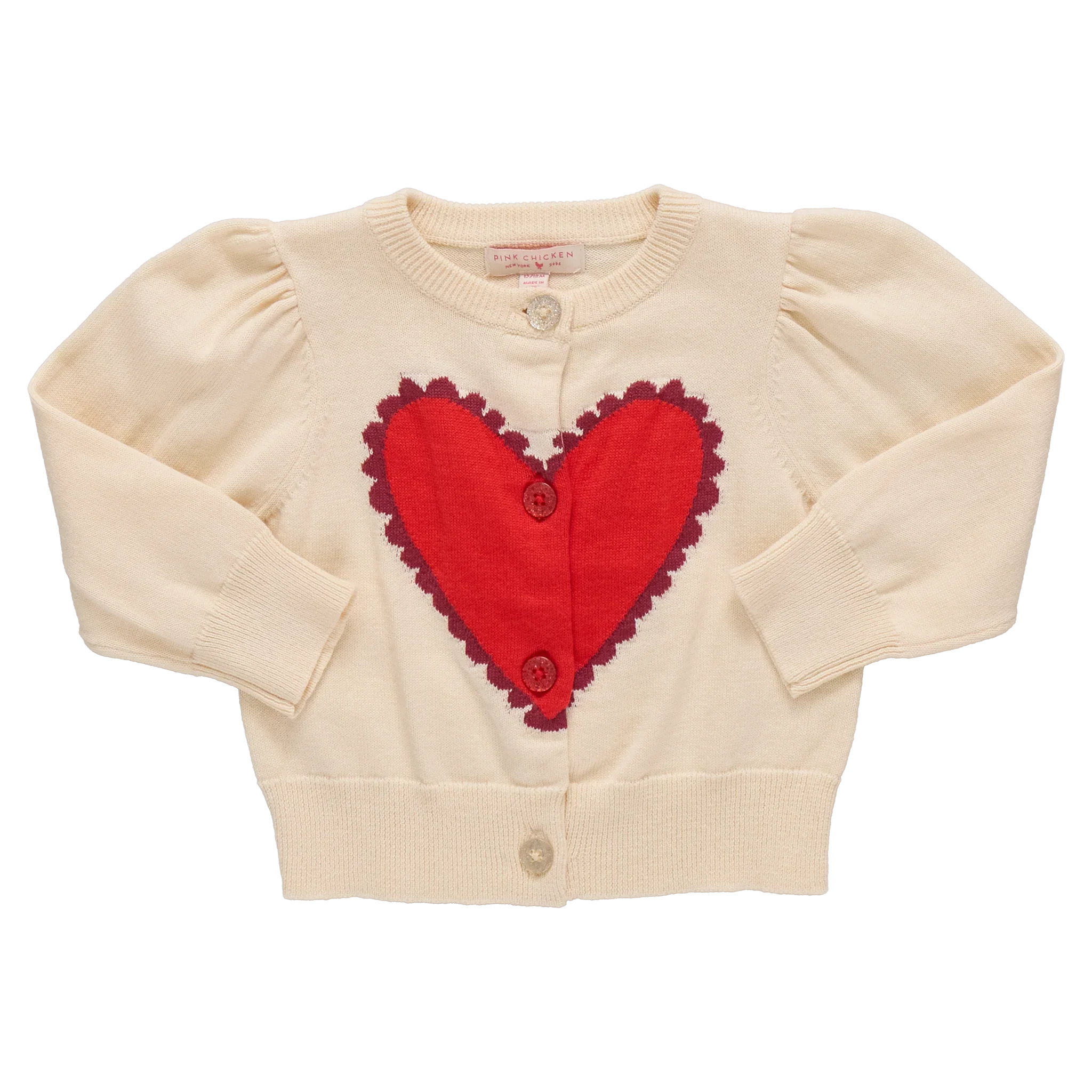 Girls Constance Sweater - Scalloped Heart