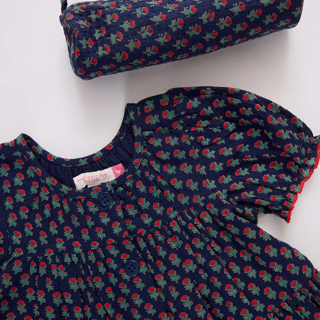 Girls Elizabeth Dress - Navy Carnation - Image 3