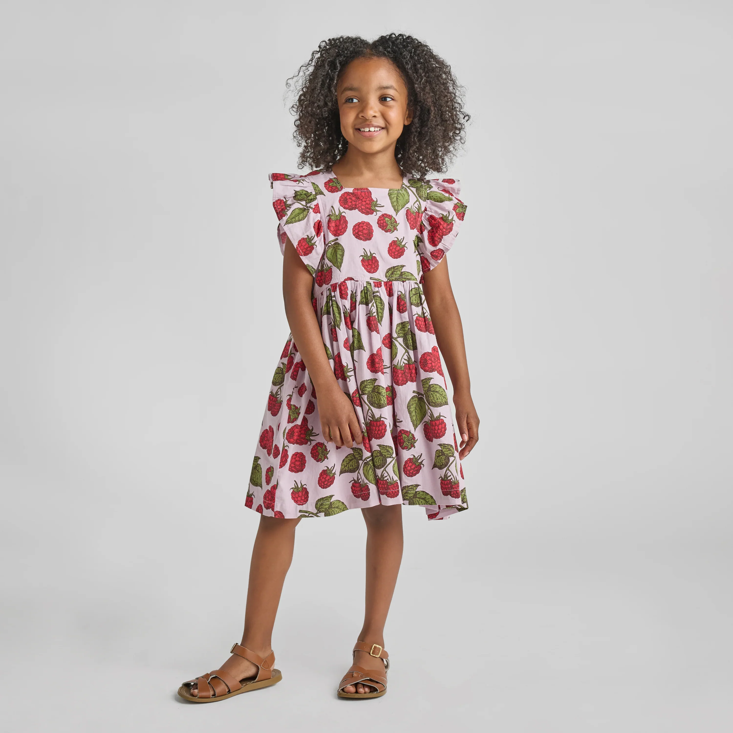 Girls Elsie Dress - Lavender Raspberries - Image 5