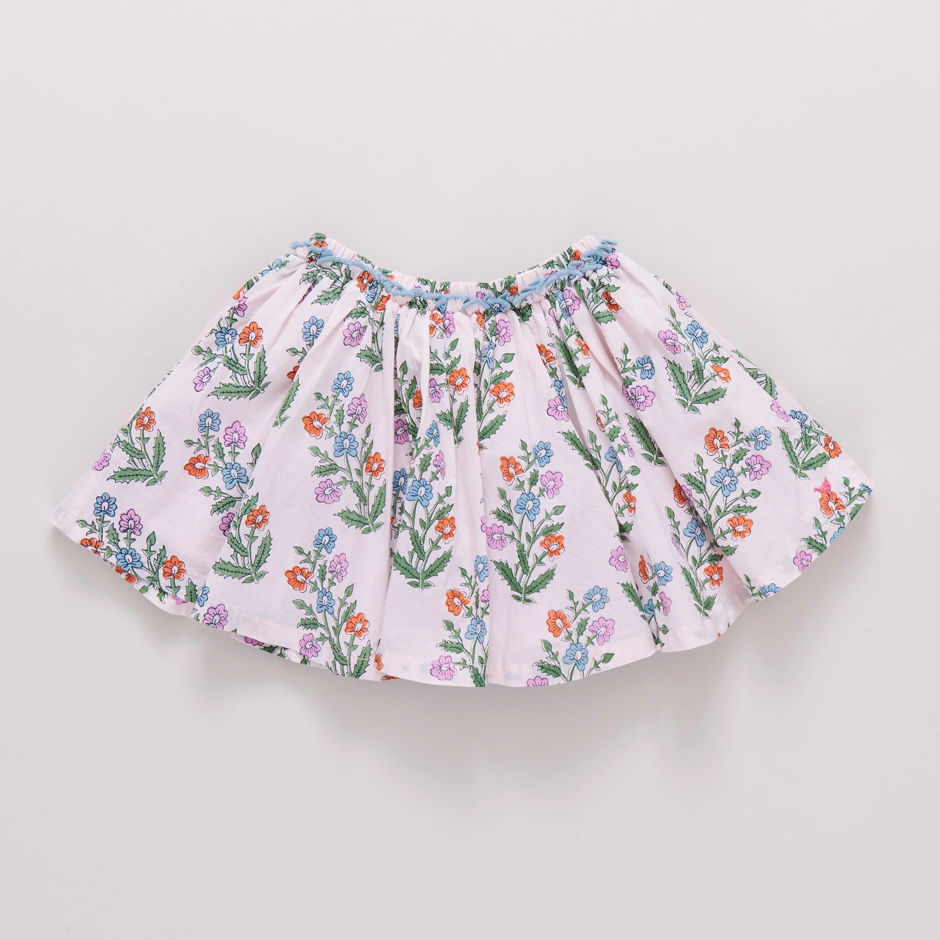 Girls Gianna Skirt - Pink Dewdrop Block Print