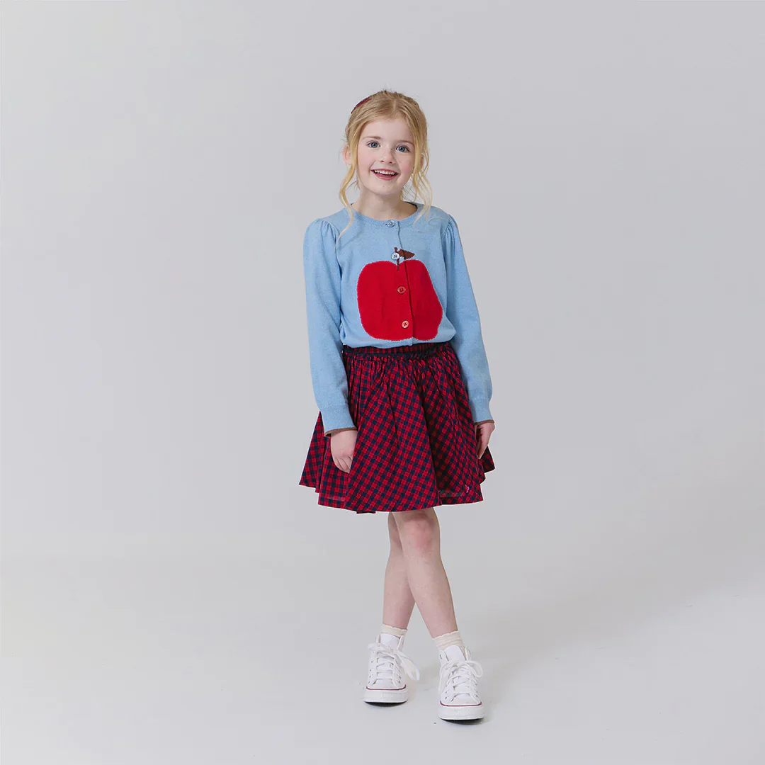 Girls Gianna Skirt - Red Blue Check - Image 3