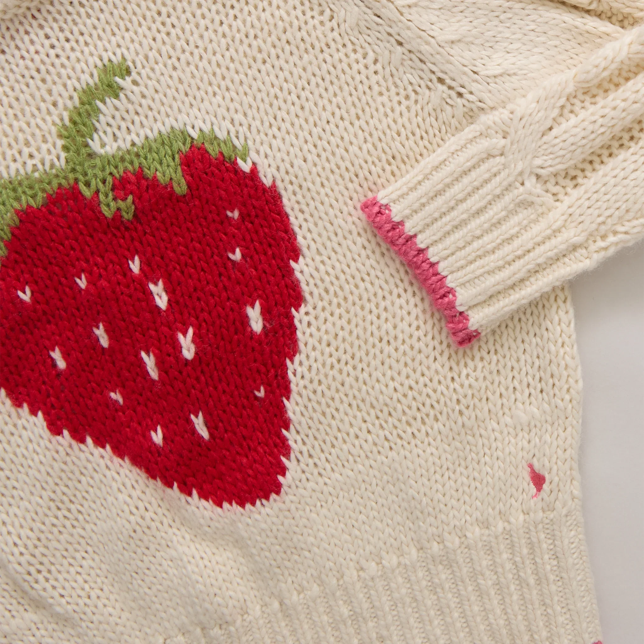 Girls Haven Sweater - Cream Strawberry - Image 3