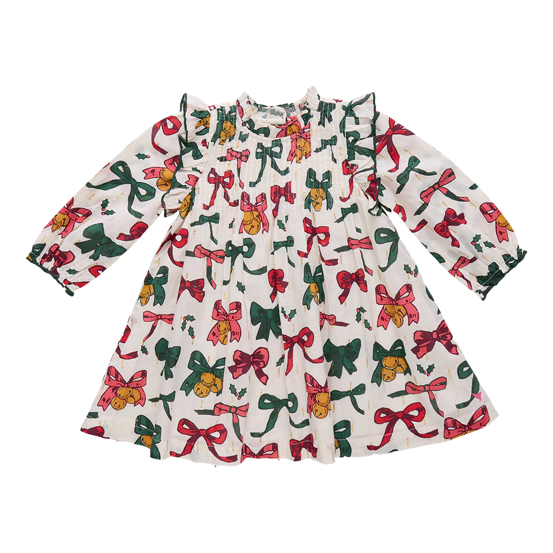 Girls Jaipur Dress - Christmas Bows and Bells - Image 7
