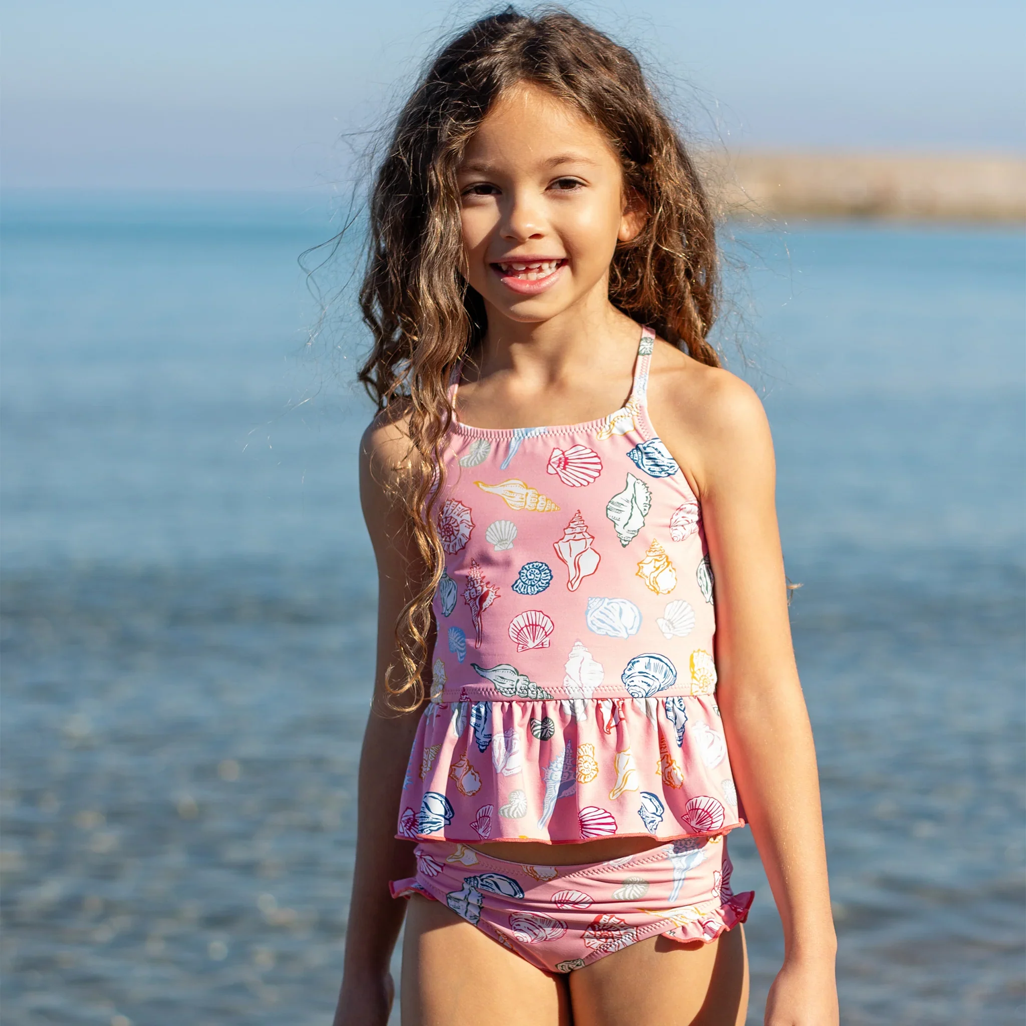 Girls Joy Tankini - Pink Seashells - Image 2