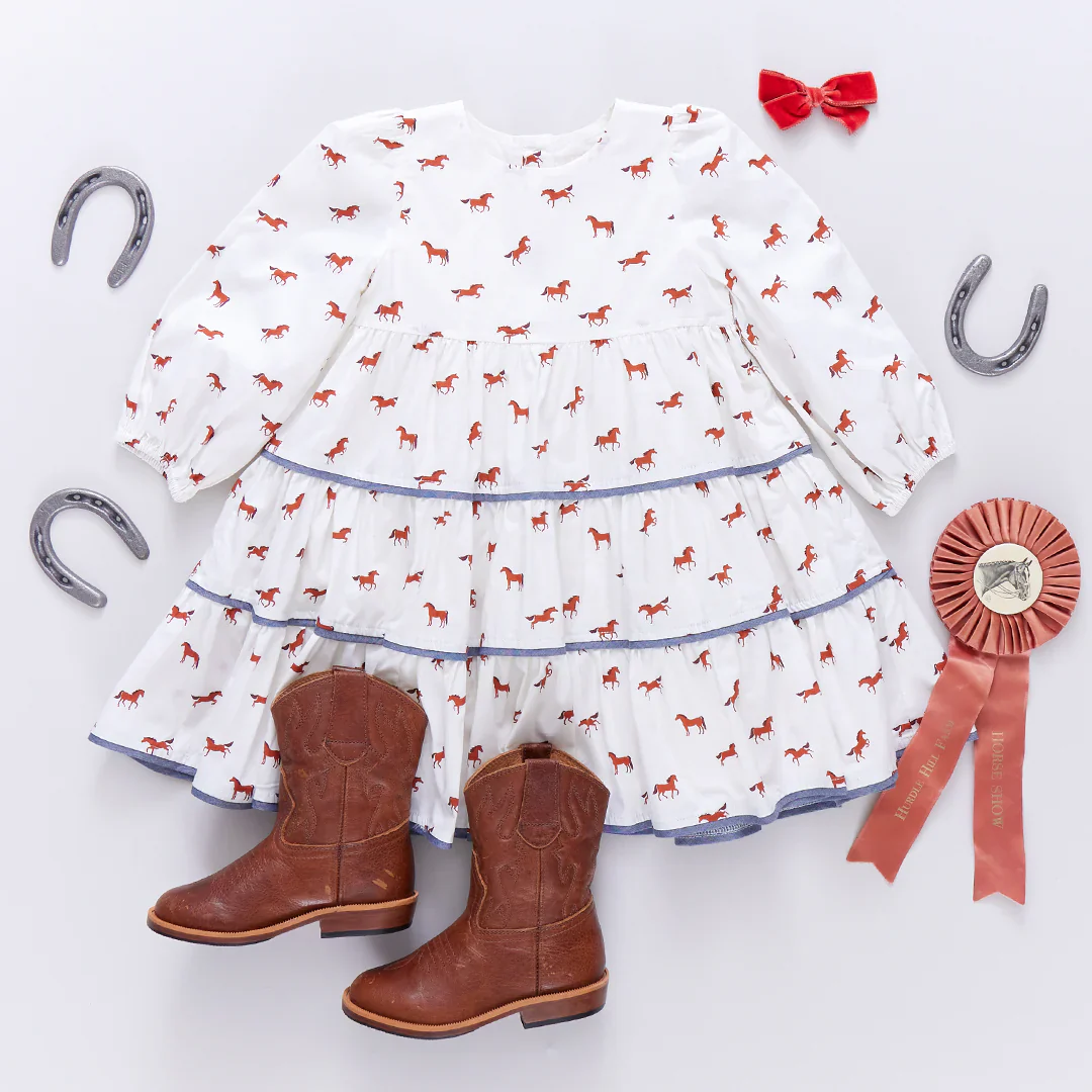 Girls Julia Dress - Tiny Horses - Image 6