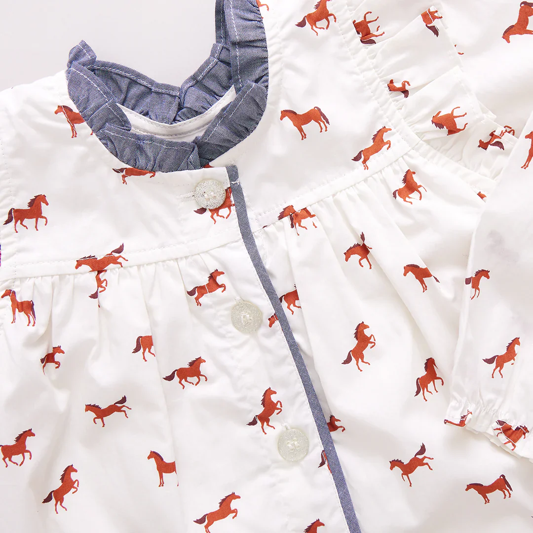 Girls Kalani Button Up Top - Tiny Horses - Image 3