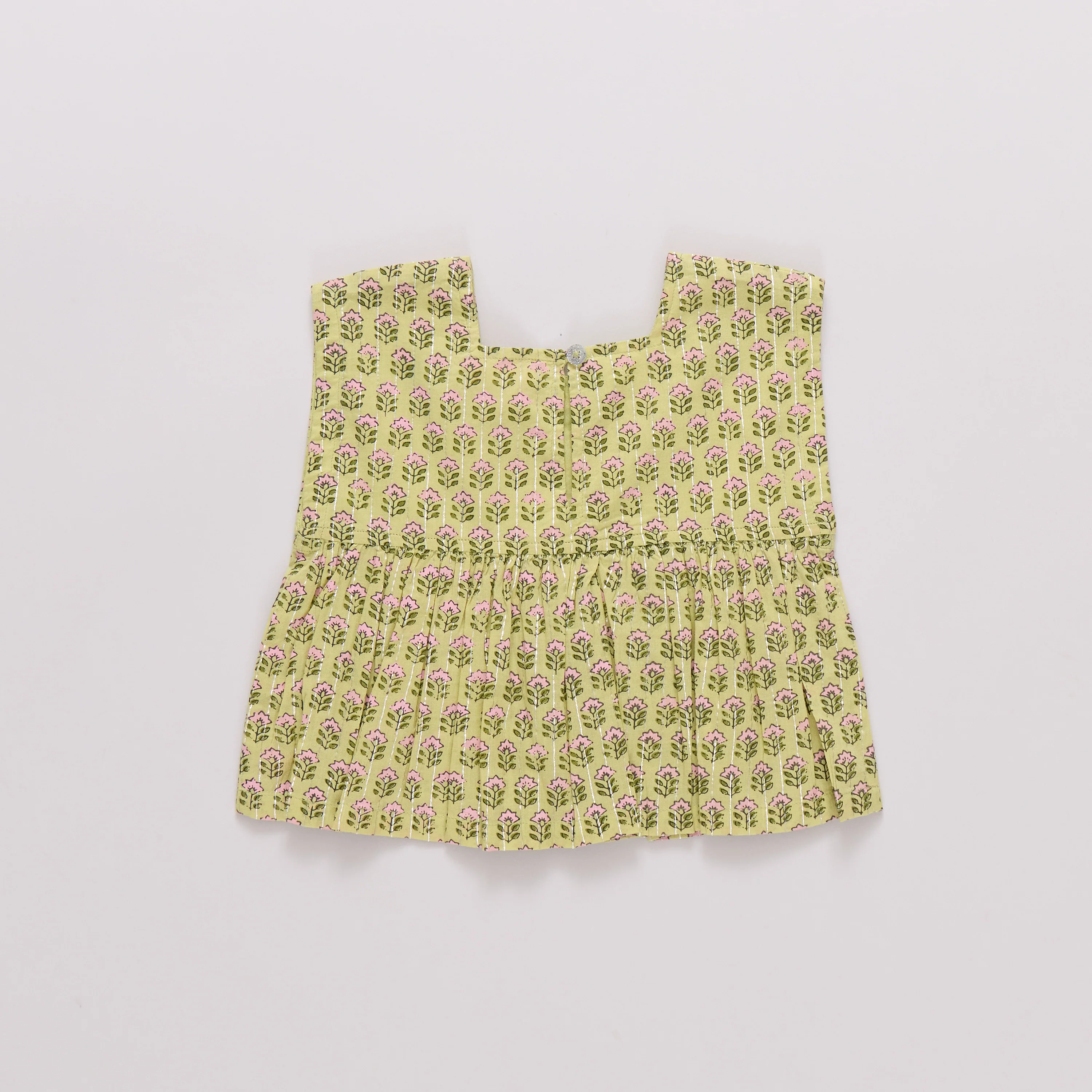 Girls Kamari Top - Green Prairie Block Print - Image 7