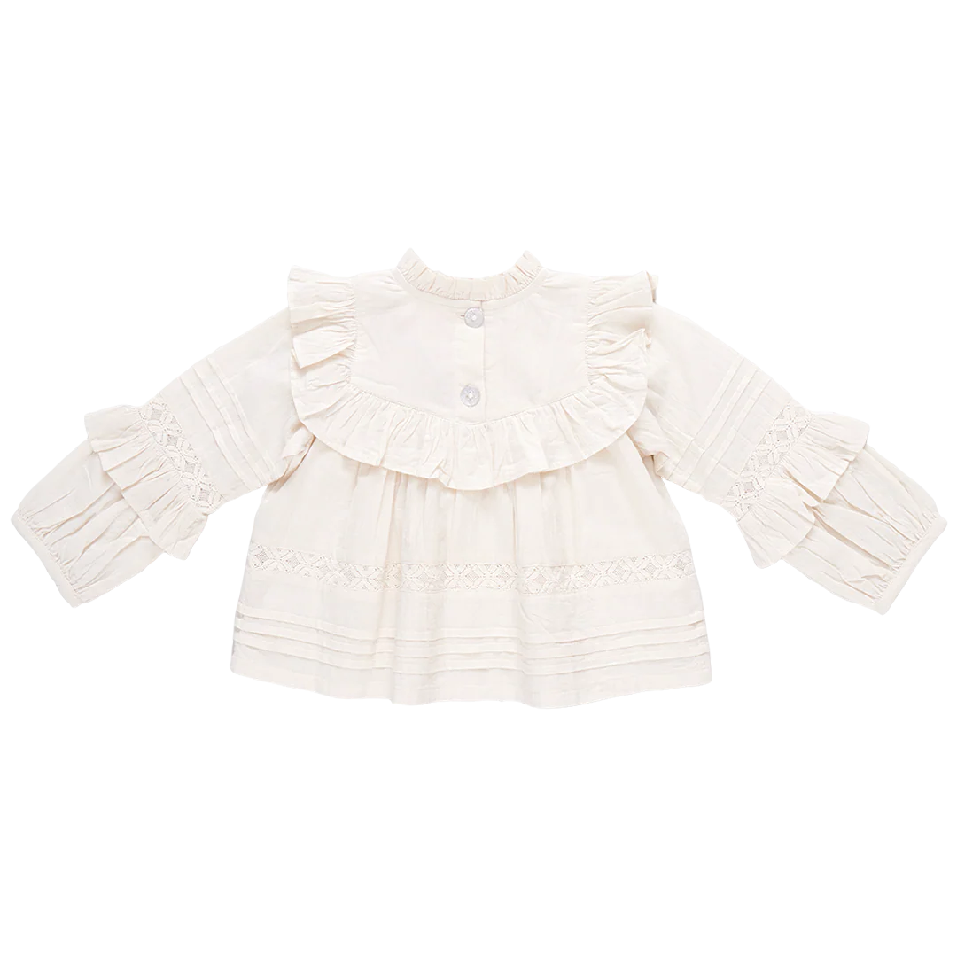 Girls Lace Mira Top - Antique White - Image 7