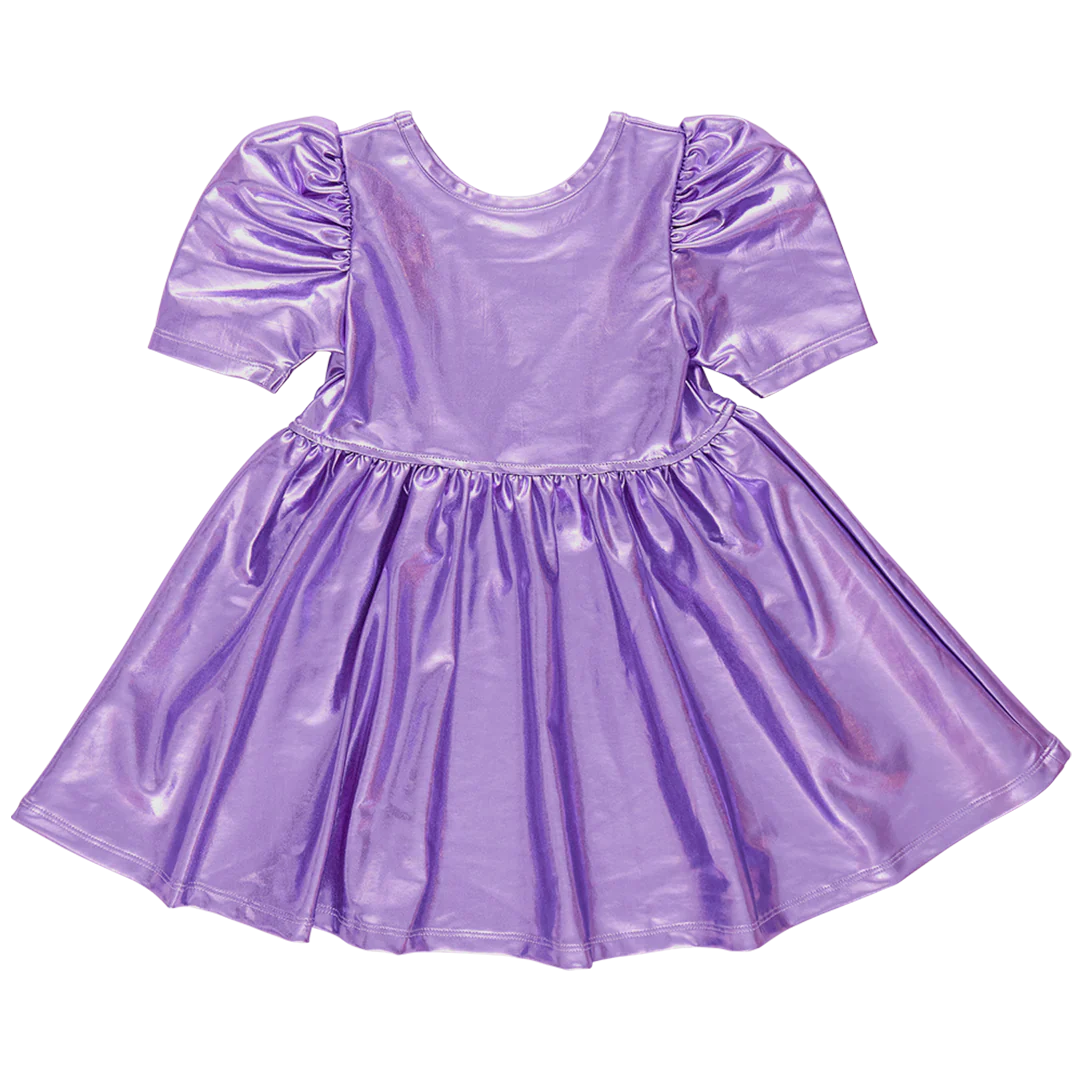 Girls Lame Laurie Dress - Purple Sparkle - Image 7