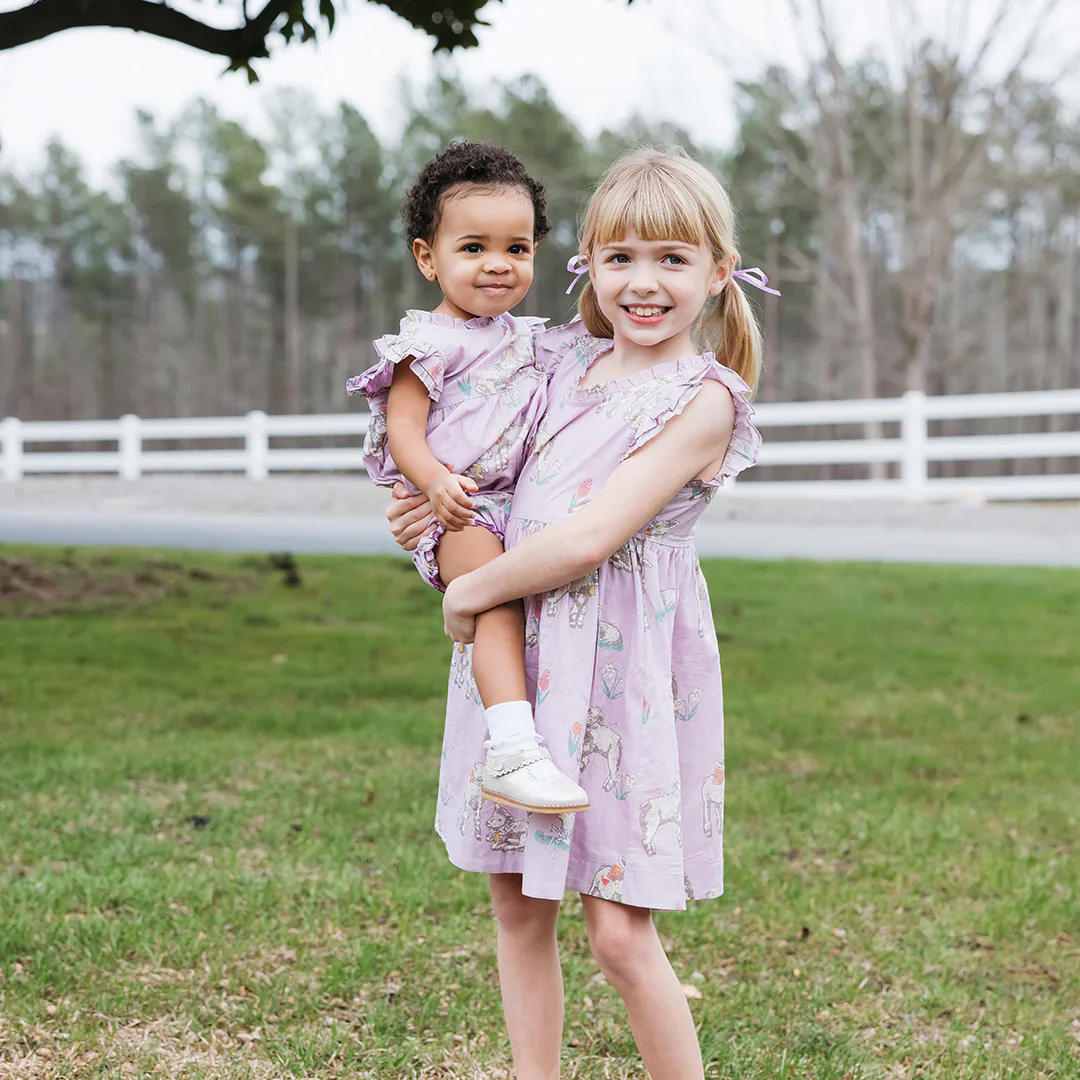Girls Leila Dress - Lavender Lambs - Image 4