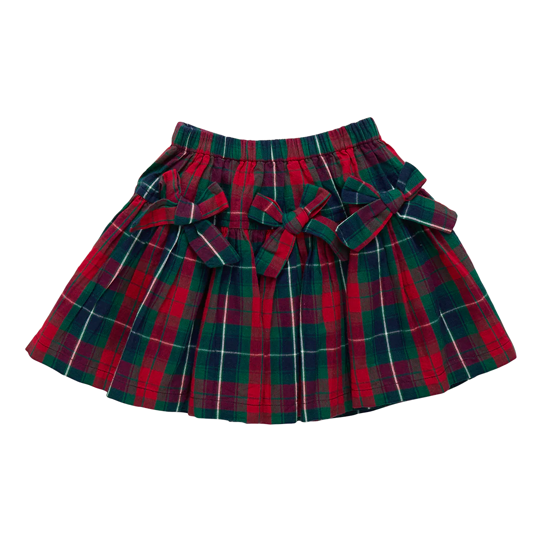Girls Maribelle Bow Skirt - Red Tartan