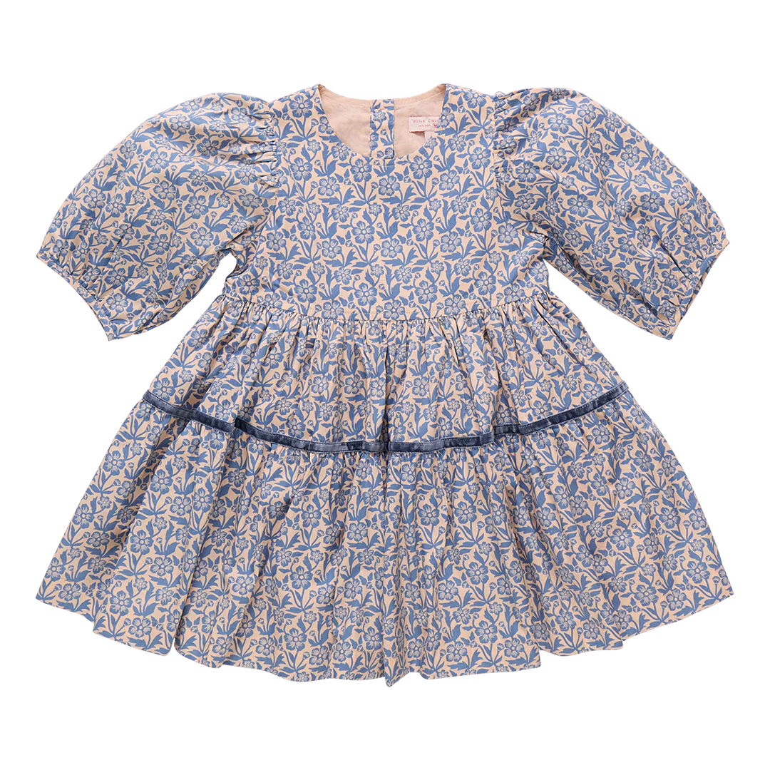 Girls Maribelle Dress - Blue Climbing Floral