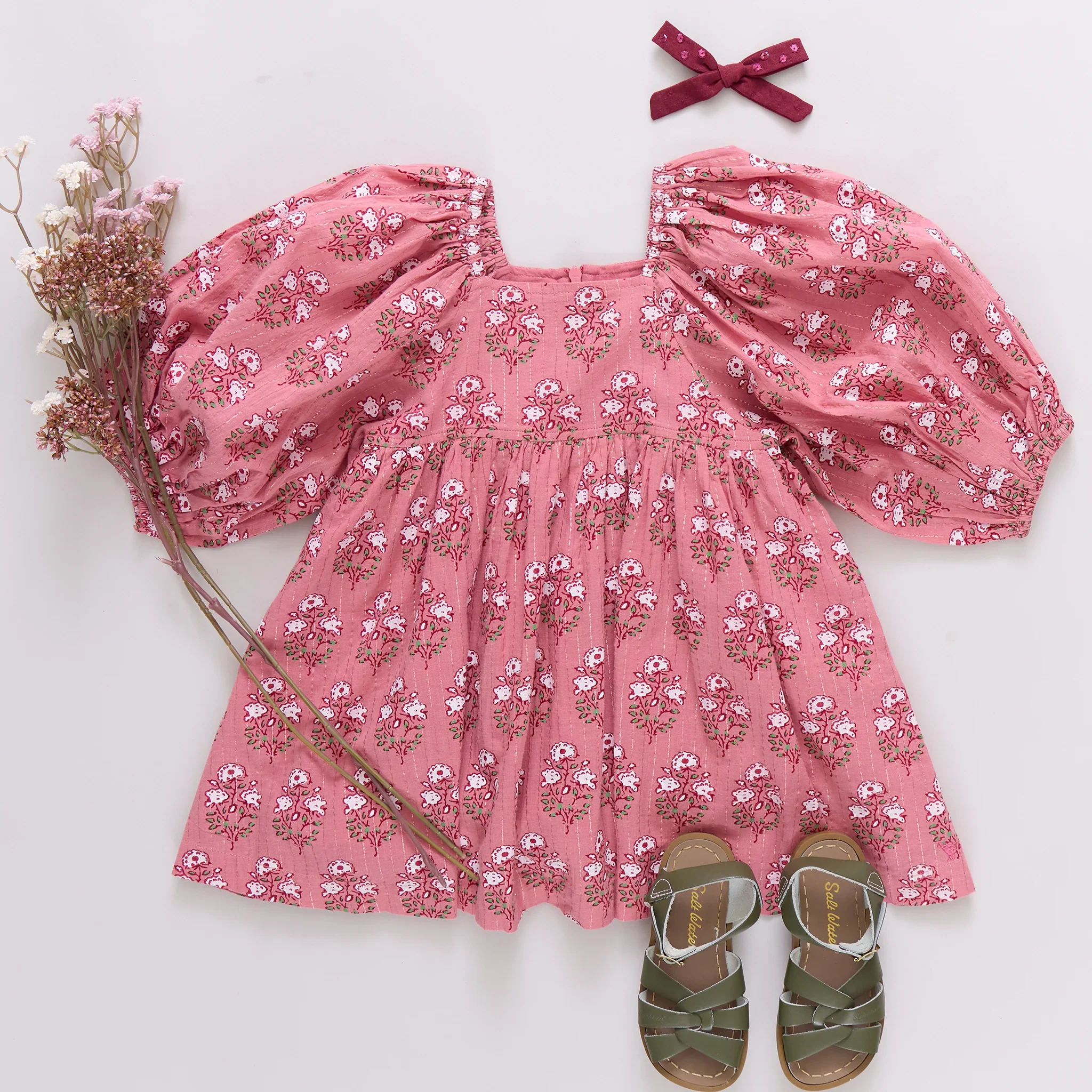 Girls Mary Barrett Dress - Pink Strawflower - Image 3