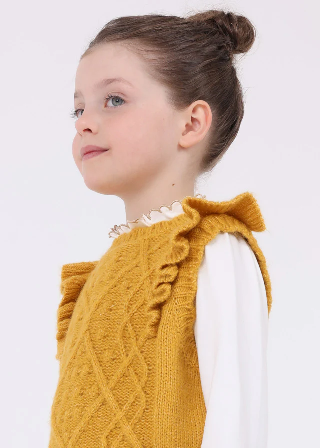 Girls Mustard Knit Vest - Image 5