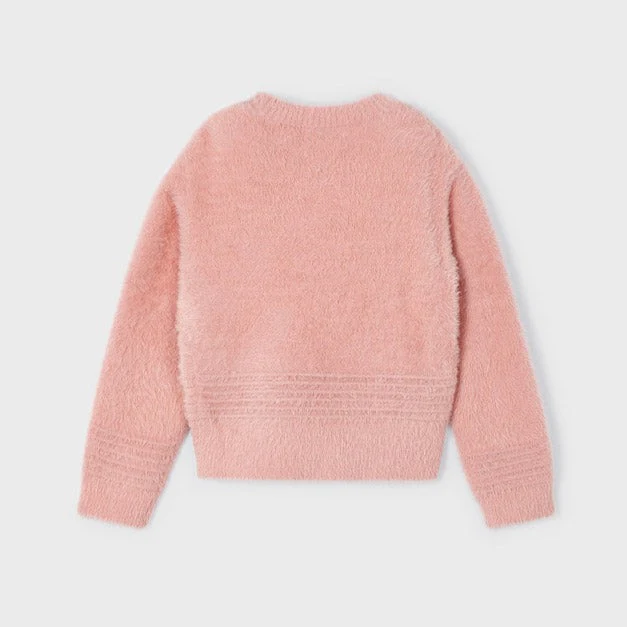 Girls Pink Faux Fur Sweater - Image 2