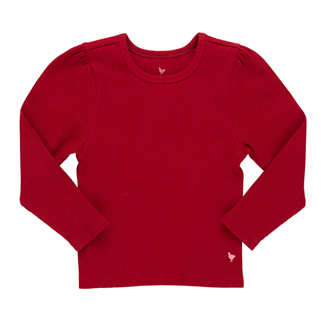 Girls Organic Camella Rib Top - Chili Pepper