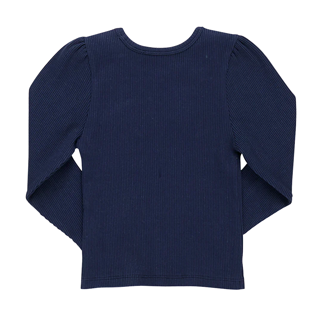 Girls Organic Camella Rib Top - Navy - Image 5
