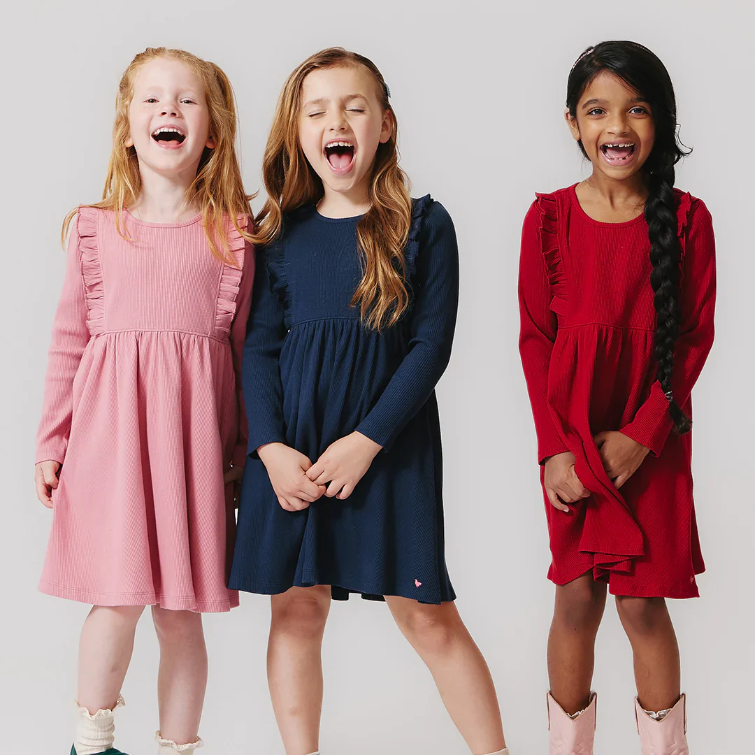 Girls Organic Kylie Rib Dress - Chili Pepper - Image 2